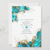  Turquoise en Gold Bridesmaids Luncheon Kaart (Voorkant)