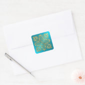  Turquoise en Gold Embossed Kijk Sticker (Envelop)