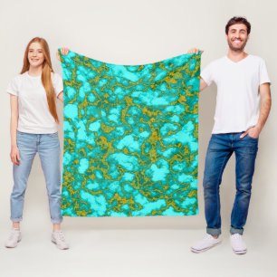 Turquoise en Gold Fleece Deken