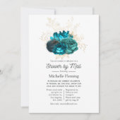 Turquoise en Gold Floral Shower per Mail Kaart (Voorkant)