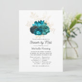 Turquoise en Gold Floral Shower per Mail Kaart (Staand voorkant)