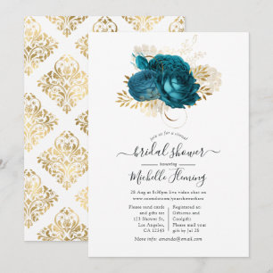 Turquoise en Gold Floral Virtual Vrijgezellenfeest Kaart