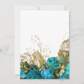 Turquoise en Gold Floral Wedding Kaart (Achterkant)