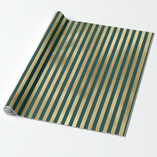 Turquoise en Gold Foil Stripes Cadeaupapier