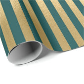 Turquoise en Gold Foil Stripes Cadeaupapier (Rol Hoek)