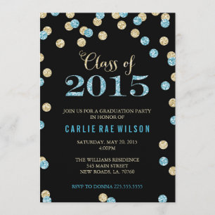 Turquoise en Gold Glitter Graduation Invitations Kaart