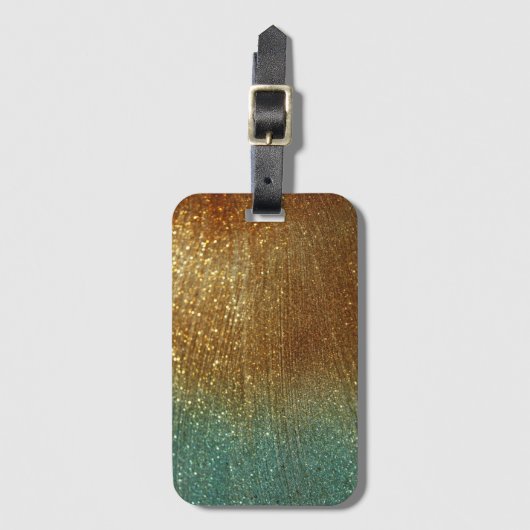 Turquoise en Gold Glitter Pattern Bagagelabel (Voorkant (verticaal))
