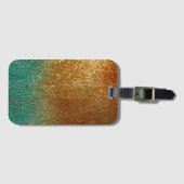 Turquoise en Gold Glitter Pattern Bagagelabel (Voorkant (horizontaal))