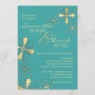 Turquoise en Gold Indian Geïnspireerd Wedding Kaart