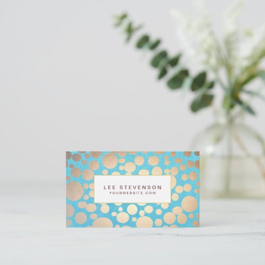 Turquoise en Gold Modern Pattern Beauty Salon Visitekaartje (Staand voorkant)
