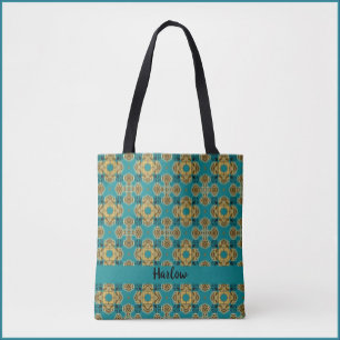 Turquoise en Gold Moroccan Tile Geïnspireerd Draagtas