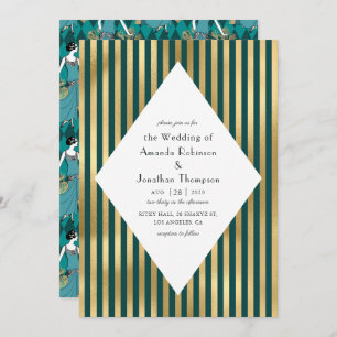 Turquoise en Gold Paris Art Deco Wedding Kaart