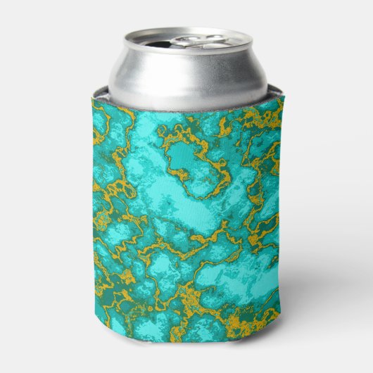 Turquoise en Gold Pattern Blikjeskoeler (Blikje Voorkant)