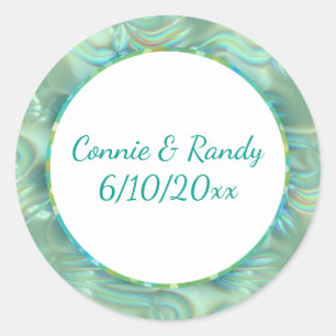 Turquoise en Gold Pattern Monogram Sticker Opal