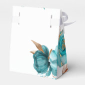  Turquoise en Gold Peony Wedding Bedankdoosjes (Achterkant)