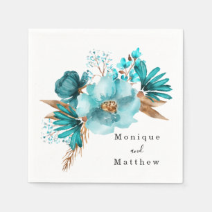 Turquoise en Gold Peony Wedding Servet