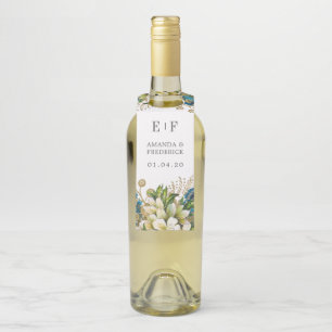 Turquoise en Gold Shabby Floral Wedding Flessenhanger