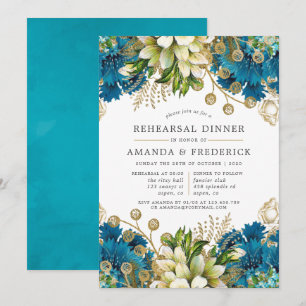 turquoise en Gold Shabby repesal Dinner Kaart