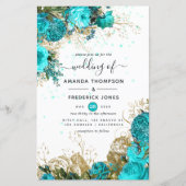  Turquoise en Gold Shabby Wedding Invite (Voorkant)
