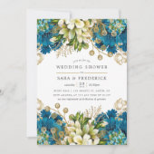  Turquoise en Gold Shabby Wedding Shower Kaart (Voorkant)