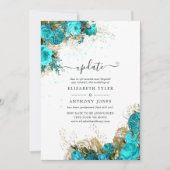  Turquoise en Gold Shabby Wedding Update Kaart (Voorkant)