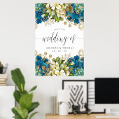  Turquoise en Gold Shabby Wedding Welcome Poster (Thuiskantoor)