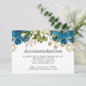  Turquoise en Gold Wedding Accommodations Informatiekaartje (Staand voorkant)