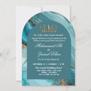 Turquoise en goud Agate Valima Uitnodiging