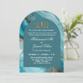 Turquoise en goud Agate Valima Uitnodiging (Staand voorkant)