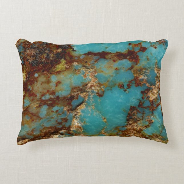 Turquoise en goud decoratief kussen (Voorkant)