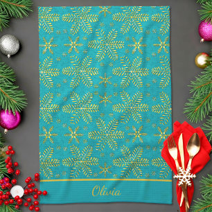 Turquoise en Goud Persoonlijk Theedoek