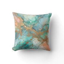 Turquoise en gouden Abstract Sierkussen