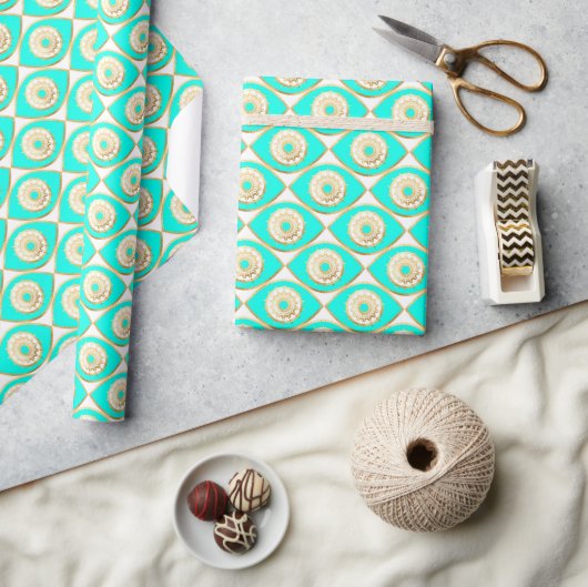 Turquoise en Gouden Derde Oog Cadeaupapier (Crafts)