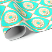 Turquoise en Gouden Derde Oog Cadeaupapier (Rol Hoek)