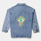 Turquoise en Gouden Derde Oog Denim Jacket (Achterkant)