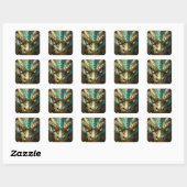Turquoise en Gouden Draak Vierkante Sticker (Vel)