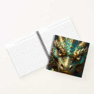 Turquoise en Gouden Drakengezicht Notitieboek