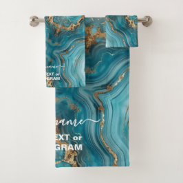 Turquoise en Gouden Glitter Agaat Bad Handdoek