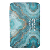 Turquoise en Gouden Glitter Agaat Badmat (Voorkant Verticaal)