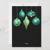 Turquoise en Gouden Versieringen Prettig Kerstfees Feestdagenkaart (Achterkant)
