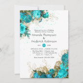  turquoise en goudrepetitie kaart (Voorkant)