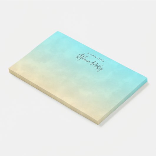 Turquoise en gradiënt gepersonaliseerd post-it® notes (Schuin)