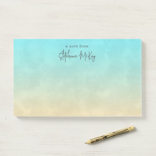 Turquoise en gradiënt gepersonaliseerd post-it® notes (Op bureau)