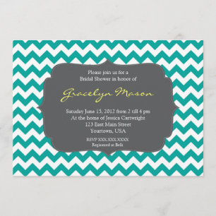 turquoise en Gray Chevron Shower Invitation Kaart