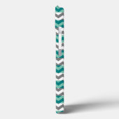 Turquoise en Gray Chevron Zigzag Monogram Case-Mate iPhone Case (Achterkant / Links)