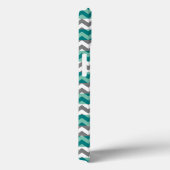 Turquoise en Gray Chevron Zigzag Monogram Case-Mate iPhone Case (Achterkant / Rechts)
