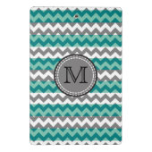 Turquoise en Gray Chevron Zigzag Monogram Mini Klembord (Achterkant)