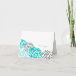Turquoise en Gray Dahlia Blossom Dank u wel Bedankkaart