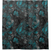 Turquoise en Gray Marbling Douchegordijn (Voorkant)