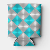Turquoise en Gray met Silver Squares Blikjeskoeler (Voorkant)